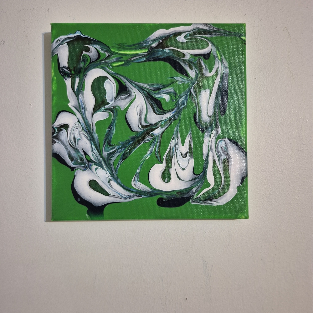 Abstract Green and White Canvas Art